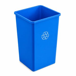 Glownary Square Recycling Bin – 35 Gallon Capacity, Blue, Indoor Outdoor Use, 19.5W x 19.5D x 27.6H inches