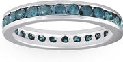 1 1/2ct Blue Diamond Channel Set Eternity Ring 14K White Gold