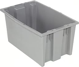 Quantum Stack And Nest Tote Box - 18X11x6" - Gray - Gray - Lot of 6