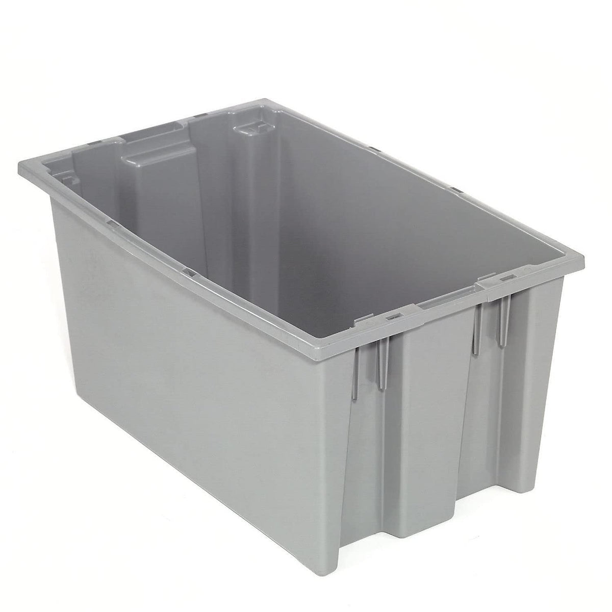 Stack And Nest Tote Box - 18X11x6" - Gray - Gray - Lot of by Quantum – 0.5 cubic_feet, Polyethylene, Gray, Pack of 6, Model SNT180 GRAY