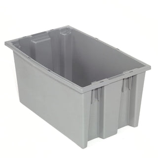 Stack And Nest Tote Box - 18X11x6" - Gray - Gray - Lot of by Quantum – 0.5 cubic_feet, Polyethylene, Gray, Pack of 6, Model SNT180 GRAY
