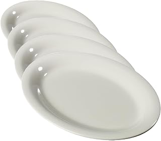 Carlisle FoodService Products Sierrus Oval Platter, Heavy Duty Melamine Tray for Serving, 12" x 9", 1 Count, Bone (Pack of 4)
