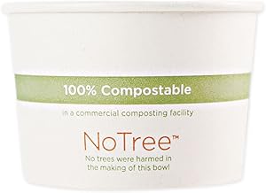 World Centric BO-SU-8 100% Compostable No Tree Paper Bowl, Made from Unbleached Sugarcane Paper, 8 oz, Natural Color (Pack of 1000)