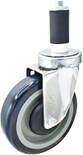 BK Resources 5" Polyurethane 1-1/4" Expanding Stainless Steel Stem Swivel Caster for Work Tables, NSF, 300lb Capacity Per Wheel