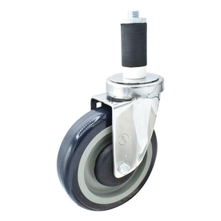 BK Resources 5" Polyurethane 1-1/4" Expanding Stainless Steel Stem Swivel Caster for Work Tables – 5", Silver, Model 5SS-2RA-PLY