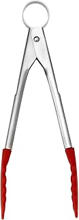 Cuisipro Stainless Steel Silicone Mini Tongs, Red, 7"