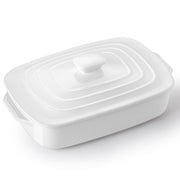 Lareina Ceramic Casserole Pan with Lid, 4 Quart Capacity, White