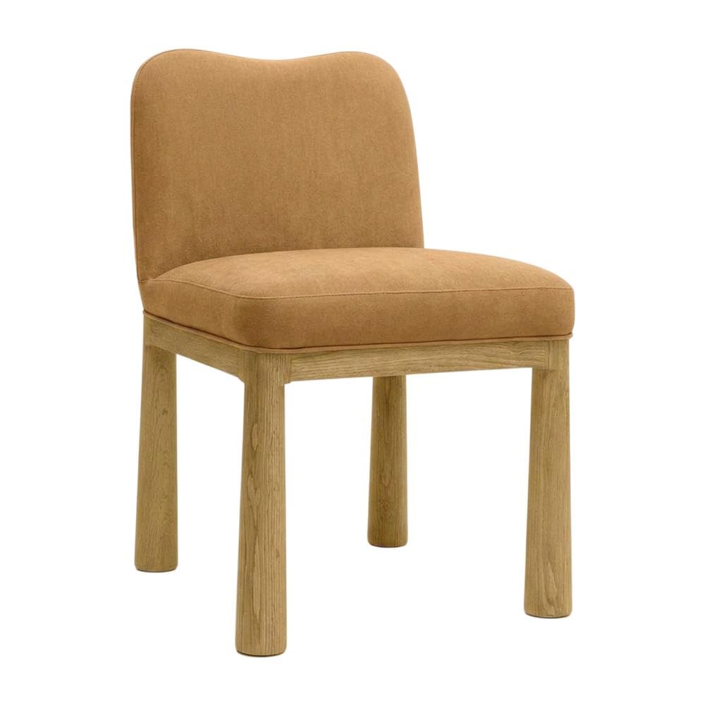 Velvet-Upholstered Dining Chair with Oak Legs by Starlight Canyon Home – Engineered Wood, Brown