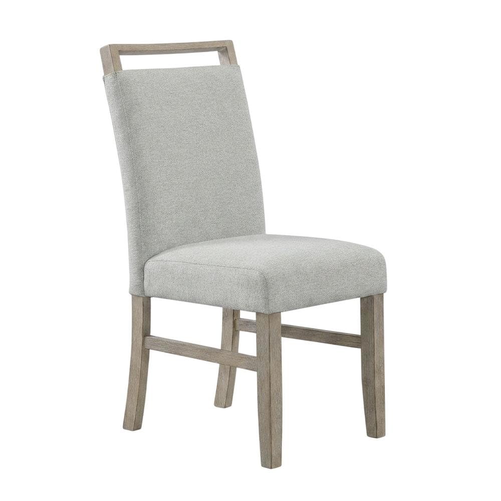 Brown Light Oak Finish Dining Chairs Set of 2 with Light Gray Fabric Cushioned Seats by Furnifact – Wood, Foam, Fabric, Brown, Pack of 2