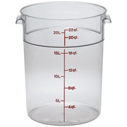 22 qt Polycarbonate Food Storage Container - Camwear Round (78596) (Pack of 1) by Cambro – 22 Quart (Pack of 1), 20.812 liters, Polycarbonate (PC), Clear, Model RFSCW22135