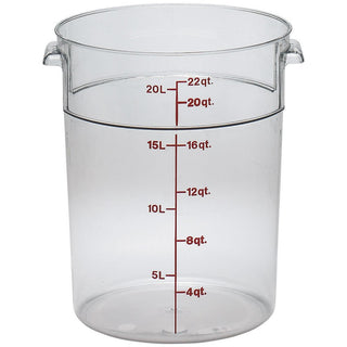 22 qt Polycarbonate Food Storage Container - Camwear Round (78596) (Pack of 1) by Cambro – 22 Quart (Pack of 1), 20.812 liters, Polycarbonate (PC), Clear, Model RFSCW22135