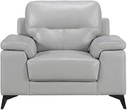 Starlight Canyon Home Leather-Upholstered Armchair with Solid Arms, Leather Accent Chair for Living Room or Bedroom, Silver Gray