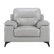 Leather-Upholstered Armchair with Solid Arms by Starlight Canyon Home – Leather, Grey