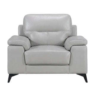 Leather-Upholstered Armchair with Solid Arms by Starlight Canyon Home – Leather, Grey