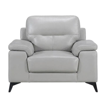 Leather-Upholstered Armchair with Solid Arms by Starlight Canyon Home – Leather, Grey