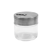 Glass Jar with Rotating Top by Tablecraft – 1.5 Ounces, Plastic, stainless steel, Model HGJ15RT