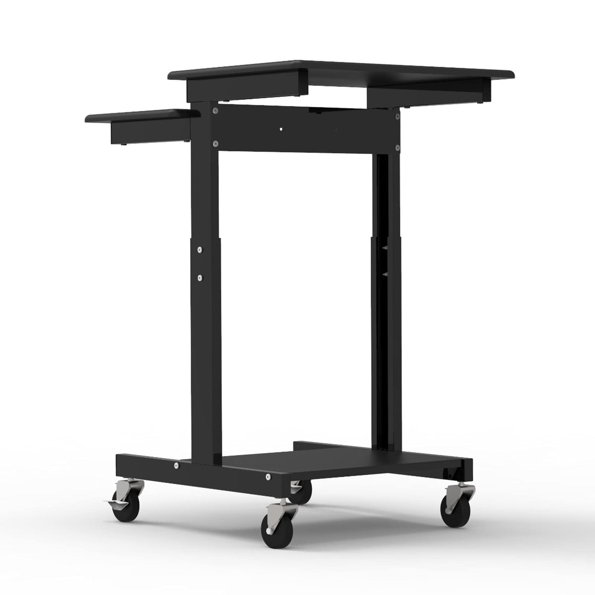 Adjustable-Height Presentation Workstation by Luxor – 24"W x 31"D x 39" to 45"H, Metal, Black, Model PS3945