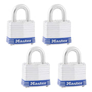 Master Lock Silver / 3/4" shackle / 4 Pack Keyed Padlocks