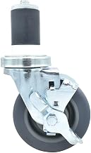 BK Resources 4" Gray Rubber 1-1/2" Expanding Stem Swivel Caster for Work Tables with Top Lock Brake, NSF, 250lb Capacity Per Wheel