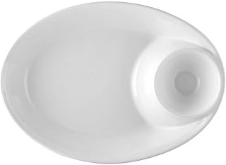 CAC China MX-OB14 Porcelain 65 oz Oval Chip and Dip Bowl (Box of 12), 13-7/8" x 10" x 2-3/8", Super White