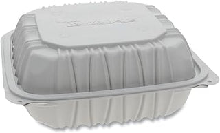 Pactive YCNW0851 Earthchoice Vented Microwavable Mfpp Hinged Lid Container, 8.5 X 8.5 X 3.1, White, 146/carton