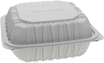 Pactive YCNW0851 Earthchoice Vented Microwavable Mfpp Hinged Lid Container, 8.5 X 8.5 X 3.1, White, 146/carton