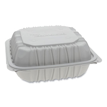 Pactive Earthchoice Vented Microwavable Mfpp Hinged Lid Container by niru – 1 Compartment, 146.0 liters, Plastic, white, Model YCNW0851