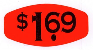 Price Label $1.69 Price Label Red with Black Imprint - 1 3/8 L x 7/8 H 1000 Per Roll