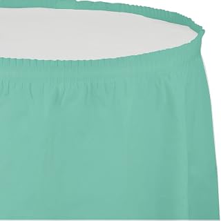 Creative Converting Touch of Color Plastic Table Skirt, 14' X 29", Green