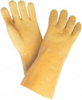 MCR Safety 6845 Long Rubber Coated Work Gloves, White, Large, 1-Pair