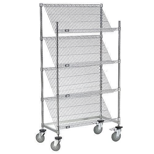 Chrome Slant Wire Shelving Truck by Nexel – Steel, Chrome, Model 504107B