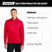 Unisex Sport-Wick Fleece Full Zip Jacket Silver by SPORT-TEK – Medium, Polyester Blend, Silver, Model ST241