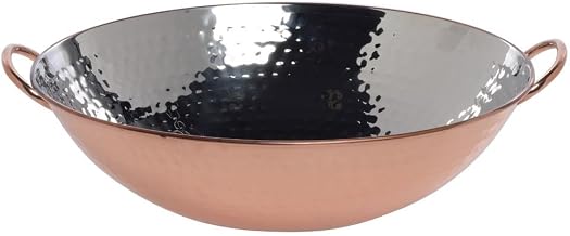 HUBERT Wok Copper with Hammered Finish - 14 1/2 L x 13" W x 5 1/2 H
