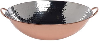HUBERT Wok Copper with Hammered Finish - 14 1/2 L x 13" W x 5 1/2 H