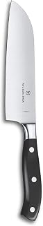 Victorinox Grand Maitre 7 Inch Santoku Knife - Sharp Kitchen Knife with a Straight Edge - Ergonomic Chopping Knife, Black