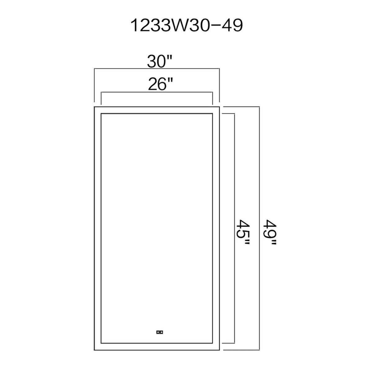 Abigail Rectangle Matte White LED 30 in. Mirror by CWI Lighting – 49"L x 29.5"W, Metal, White, Model 1233W30-49