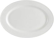 CAC China EVT-13 Elegant Everest Fully Glazed Porcelain Oval Platter, 11-3/4" by 8-1/4" by 3/4", Bone White (Box of 12)