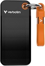 Verbatim Pocket SSD 128GB External SSD USB 3.2 Gen 2, up to 1000MB/s Read & Write Portable Hard Drive for PC, Mac & Console, Black/Orange