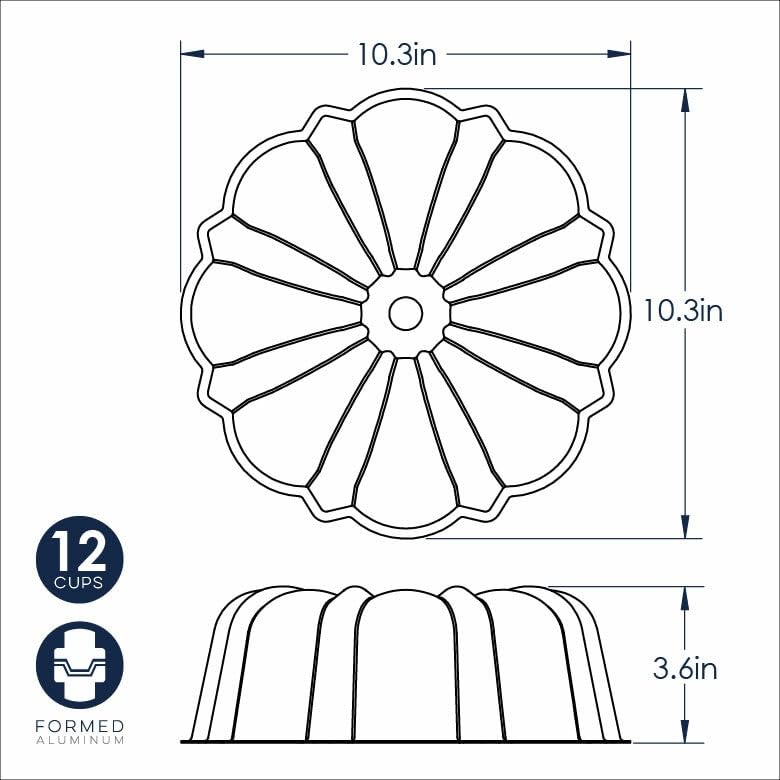 Formed Bundt by Nordic Ware – 12 Cup, 12.0 cups, Aluminum, Twilight Blue, Model 51166AMZ