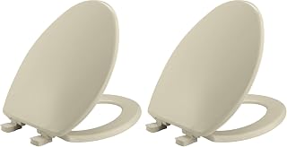 Bemis 7300SLEC Slow Close Toilet Seat, Easy Clean Hinges and Durable Plastic Seat, Made in USA, Elongated, Bone (Pack of 2)