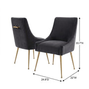 Velvet-Upholstered Side Chair with Gold Stainless Steel Legs by Starlight Canyon Home – Velvet, Grey