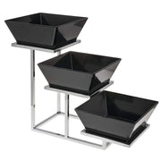 Cerve Collection Chrome 3-Tiered Buffet Stand for Bowls - 8"L x 20 1/2"W x 14"H by HUBERT – Metal, Grey