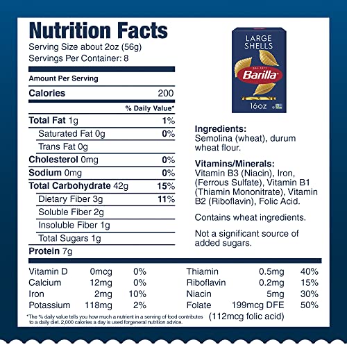 Barilla Large Shells / 16 Ounce (Pack of 12) / Large Shells 12 Pack Pasta
