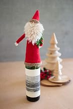Kalalou CHB2243 People, Figurative Felt Santa Wine Topper in Bronze/Dark Finish, 5.90 inches