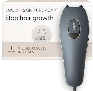 SmoothSkin Pure Adapt IPL Laser Hair Removal Device – At-Home Permanent Hair Reduction, Fast & Effective Results, Patented Smart Skin Tone Sensor, Gray