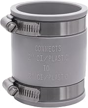 Fernco 1056-22 2-in. Flexible PVC Pipe Coupling for Cast Iron and Plastic Plumbing Connections in Gray