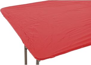 KWIK-COVERS© Oblong Red Plastic Disposable Table Cover - 30" H x 6'L