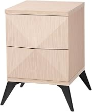 Draper MID-Century Modern Two-Tone Light Brown and Black Wood 2-Drawer NIGHTSTAND