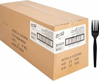 Genuine Joe Heavy Weight Plastic Fork, Black, 1000 Count