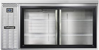 BBC69-SS-SGD Two Section Sliding Glass Door Refrigerated Back Bar Cooler, 69" W x 34-3/4"H, Stainless Steel Exterior